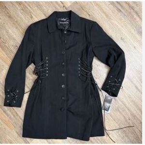 Pamela McCoy Medium Length Black Corset Coat Gothic Vampire Whimsigoth Size 1X